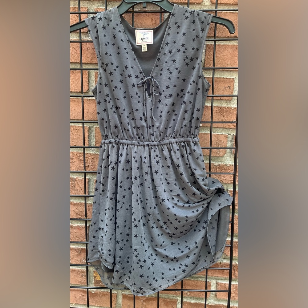 Piplette by Alice Ritter Dress Gray with Black Stars Size S EUC